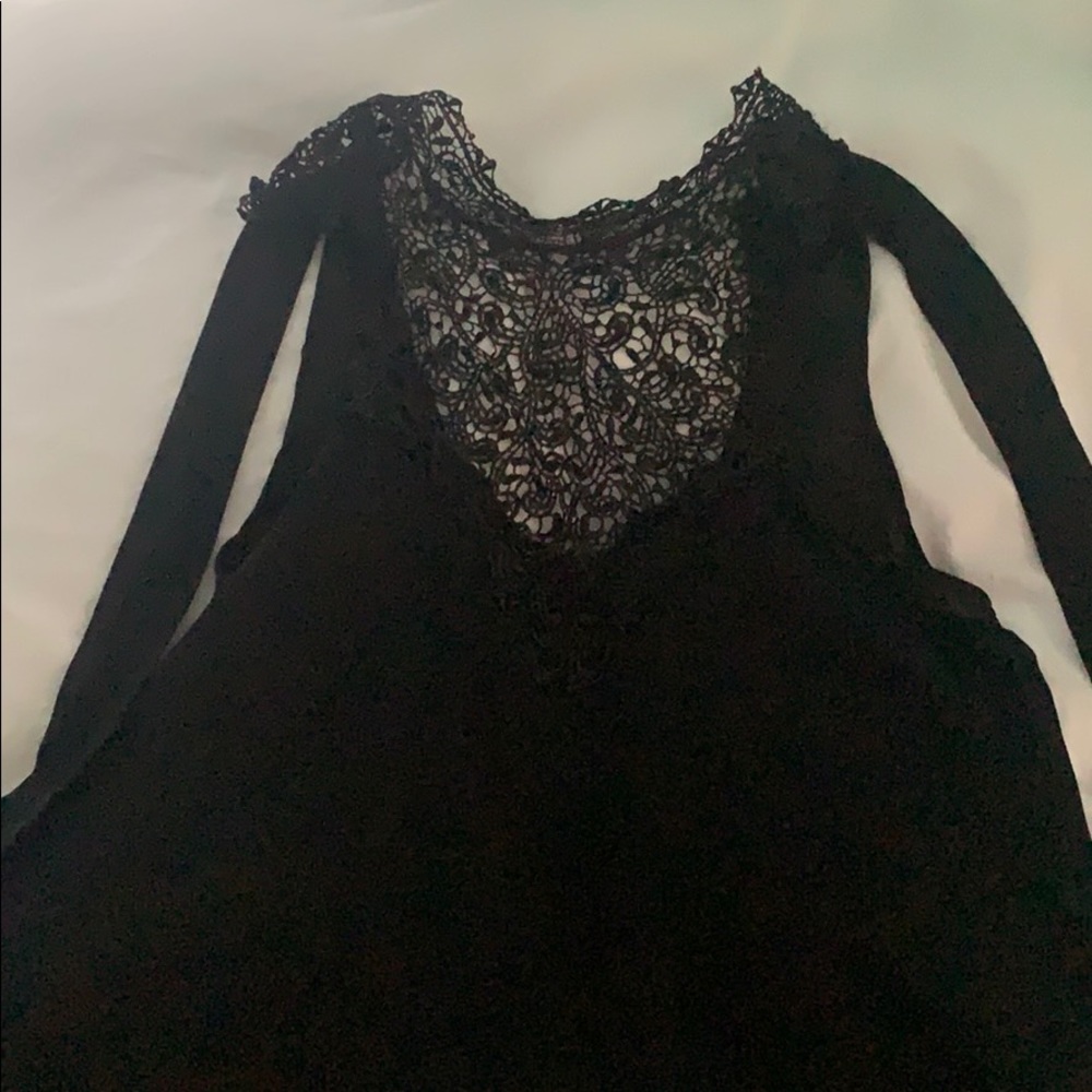 Black lace blouse lace goes up to neck super sexy